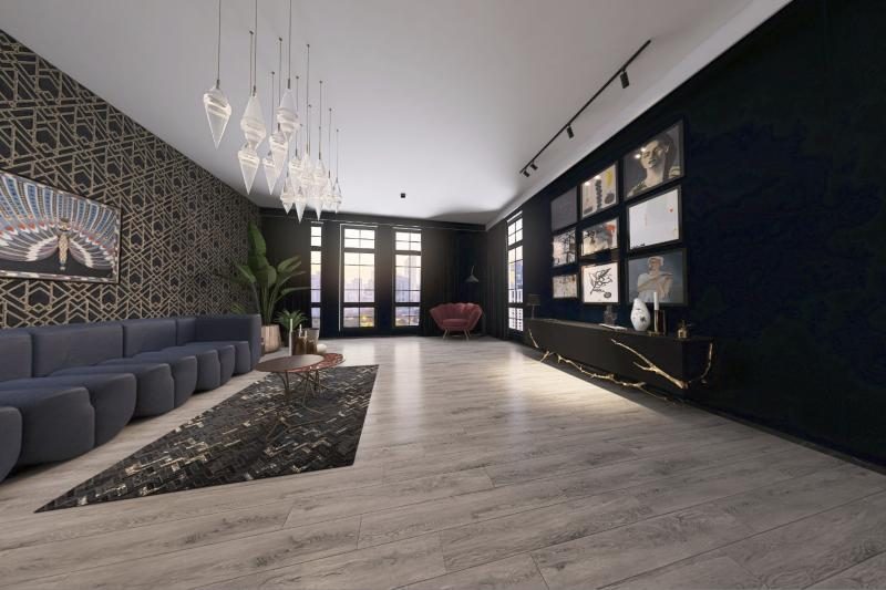 Grey Cypress LVP in a room